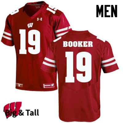 Men's Wisconsin Badgers NCAA #19 Titus Booker Red Authentic Under Armour Big & Tall Stitched College Football Jersey UY31L14VK